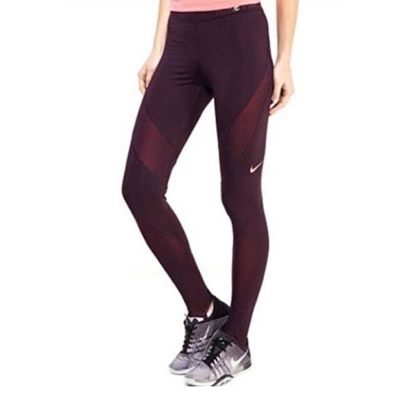 Nike Pro Hyperwarm Leggings Women's Small Eggplant Gym Compression - Picture 1 of 10